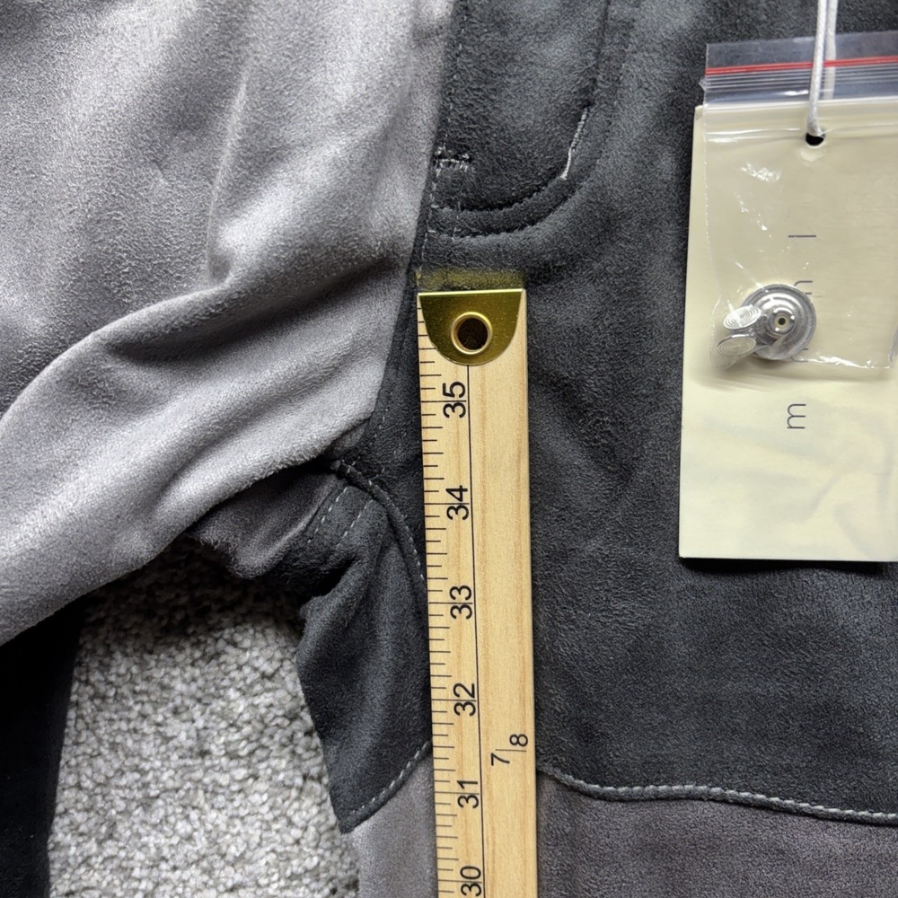 MNML Denim Button Fly Jeans Patchwork Suede Mens 28x34 Colorblock Black Gray NWT - Picture 7 of 16
